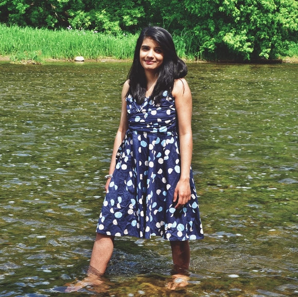 Blue polka dot summer dress - Picture 1 of 5